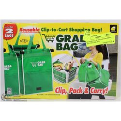 REUSABLE CLIP-TO-CART SHOPPING BAG,TWO PER BOX