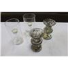 Image 1 : PAIR OF GLASS CANDLE HOLDERS AND PAIR OF VASES