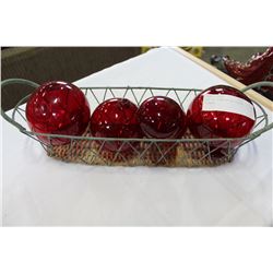 LOT OF VINTAGE RED GLASS FLOATS