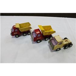 THREE BUNDLE L TOY TRUCKS
