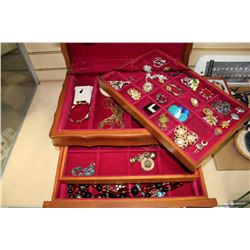 FOUR TIER JEWELLRY BOX WITH CONTENTS