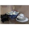 Image 2 : EASTERN BOWL WITH STAND AND PORCELAIN CHINA AND VINTAGE CUTLERY
