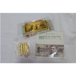 BANKNOTES AND GOLD VIALS