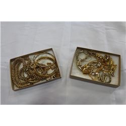 TWO TRAYS OF GOLD TONE JEWELLRY