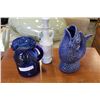 Image 1 : COBALT BLUE PITCHER FISH VASE AND DECANTER