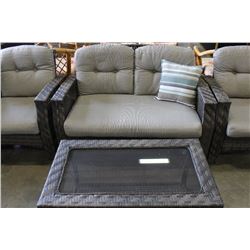 FOUR PIECE PATIO SET LOVESEAT TWO CHAIRS AND COFFEE TABLE