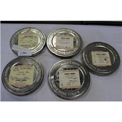 FIVE SMALL MOVIE REELS WITH METAL KODAC TINS