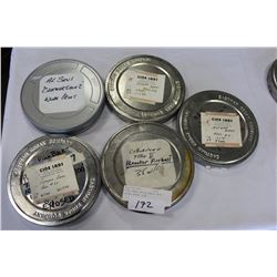 FIVE SMALL MOVIE REELS WITH METAL KODAC TINS