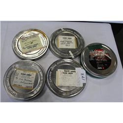 FIVE SMALL MOVIE REELS WITH METAL KODAC TINS