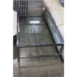 LARGE GLASS TOP CHROME COFFEE TABLE