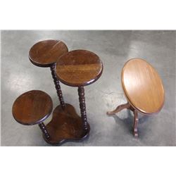 TRIPLE PEDASTLE PLANTSTAND AND SMALL OVAL STAND