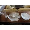 Image 1 : GLASS FISH SERVING PIECES AND CRYSTAL VASE