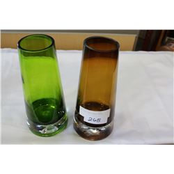 TWO HEAVY ART GLASS VASES