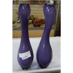 PAIR OF TALL DECORATOR PURPLE ART VASES