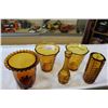 Image 1 : LOT OF VINTAGE AMBER GLASS VASES