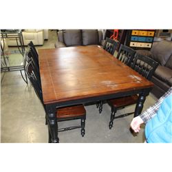 MODERN DINING TABLE WITH LEAF AND SIX CHAIRS