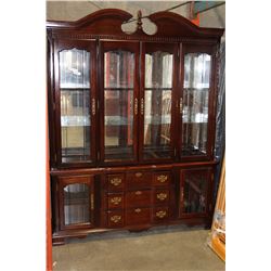 2-PIECE MAHOGANY FINISH CHINA CABINET