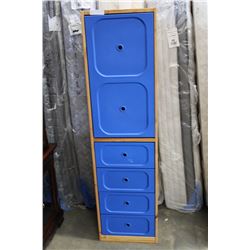 PINE WITH BLUE DRAWERS STORAGE CABINET