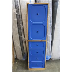 PINE WITH BLUE DRAWERS STORAGE CABINET