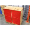 Image 2 : PINE WITH RED DOORS STORAGE CABINET