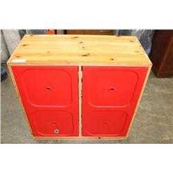 PINW WITH RED DOORS STORAGE CABINET