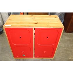 PINW WITH RED DOORS STORAGE CABINET