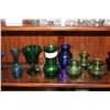 Image 1 : SHELF LOT OF ESTATE COLORED VINTAGE POSEY VASES