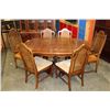 Image 1 : DOUBLE PEDESTLE DINING TABLE AND SIX CHAIRS