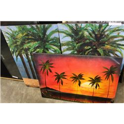 THREE PALM TREE CANVAS PICTURES