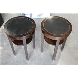 TWO MARBLE TOP ENDTABLES