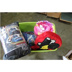 TOTE OF NEW KIDS BEDDING