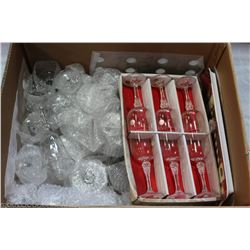 BOX OF WINE GLASSES ETC
