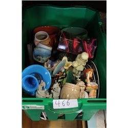 GREEN TOTE OF COLLECTIBLES