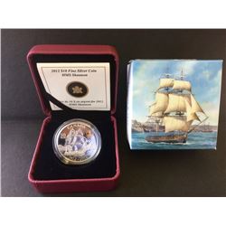 RCM Issue: 2012 10$  Fine Silver HMS Shannon No Tax. C.O.A & Box