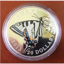 RCM Issue: 2013 20$ Fine Silver Butterflies of Canada, No Tax C.O.A & Box
