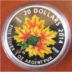 RCM Issue: 2014 20$ Fine Silver Maple Leaves, No Tax C.O.A & Box
