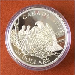 RCM Issue: 2013 20$ Fine Silver The Bald Eagle-Mother Protecting Her Eaglets, No Tax C.O.A & Box