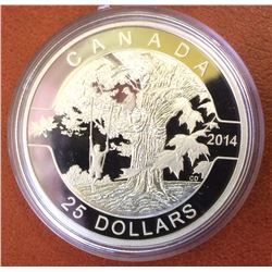 RCM Issue: 2014 25$ Fine Silver O Canada Under the Maple Tree, No Tax C.O.A & Box