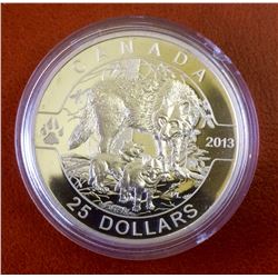 RCM Issue: 2013 25$ Fine Silver O Canada The Wolf, No Tax C.O.A & Box