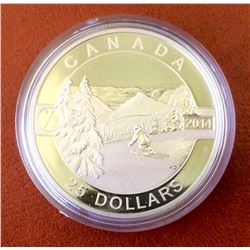 RCM Issue: 2014 25$ Fine Silver O Canada Scenic Skiing in Canada, No Tax C.O.A & Box