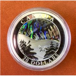 RCM Issue: 2003 20$ Fine Silver Natural Wonders-The Northern Lights, holgram Coin,  No Tax C.O.A & B
