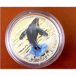 RCM Issue: 2017 20$ Fine Silver coin,Three-Dimensional Breaching Whale, No Tax C.O.A & Box