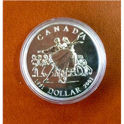 RCM Issue: 2001 1$ Sterling Silver coin, National Ballet of Canada, Brillant Uncirculated C.O.A & Bo