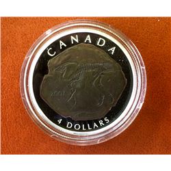 RCM Issue: 2007 4$ Fine Silver coin parasaurolophus, No Tax C.O.A & Box