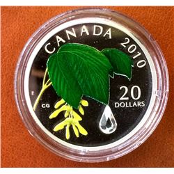 RCM Issue: 2010 20$ Fine Silver MapleLeaf with Crystal Raindrop, No Tax C.O.A & Box