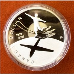 RCM Issue: 2009 1$  Sterling Silver 100th Anniversary of flight in Canada (1909-2009) C.O.A & Box