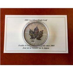 RCM Issue: 2005 5$  Fine Silver 1 OZ Silver Maple Leaf V-J Day, No Tax C.O.A & Box