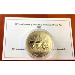 RCM Issue: 2005 5$  Fine Silver 1 OZ 60 th Anniversary of the End of the Second World War , No Tax C