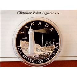 RCM Issue: 2005 20$  Fine Silver 1 OZ Gibraltar Point Lighthouse, No Tax C.O.A & Box