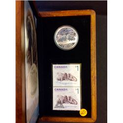 RCM Issue: 2005 5$  Sterling Silver The Walrus and Calf, 1$ Stamp & C.O.A & Box